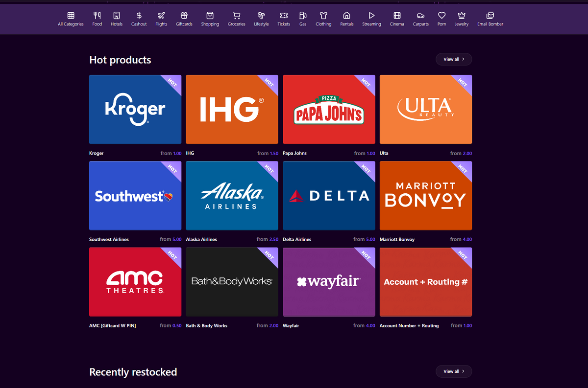 Legit Food/Logs/Cashout Website List (10 sites)